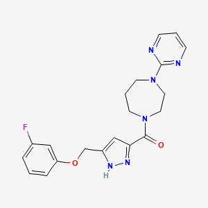 molecular formula C20H21FN6O2 B6077099 1-({5-[(3-fluorophenoxy)methyl]-1H-pyrazol-3-yl}carbonyl)-4-(2-pyrimidinyl)-1,4-diazepane 