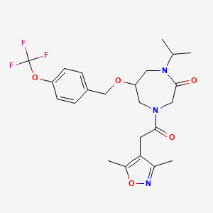 molecular formula C23H28F3N3O5 B6077107 4-[(3,5-dimethyl-4-isoxazolyl)acetyl]-1-isopropyl-6-{[4-(trifluoromethoxy)benzyl]oxy}-1,4-diazepan-2-one 