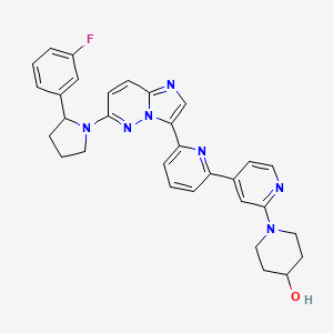 molecular formula C31H30FN7O B607711 1-[4-[6-[6-[2-(3-氟苯基)吡咯烷-1-基]咪唑并[1,2-b]哒嗪-3-基]吡啶-2-基]吡啶-2-基]哌啶-4-醇 CAS No. 1196546-33-4