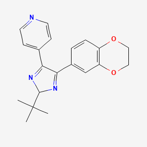 molecular formula C20H21N3O2 B607712 4-(2-(叔丁基)-5-(2,3-二氢苯并[b][1,4]二氧杂环-6-基)-2H-咪唑-4-基)吡啶 CAS No. 1639933-79-1