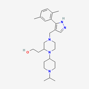 molecular formula C26H41N5O B6077122 2-[4-{[3-(2,5-dimethylphenyl)-1H-pyrazol-4-yl]methyl}-1-(1-isopropyl-4-piperidinyl)-2-piperazinyl]ethanol 