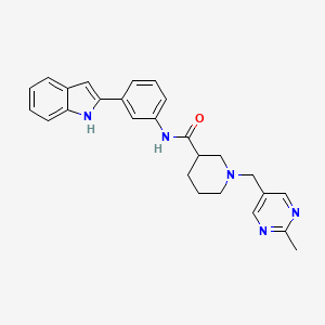 molecular formula C26H27N5O B6077138 N-[3-(1H-indol-2-yl)phenyl]-1-[(2-methyl-5-pyrimidinyl)methyl]-3-piperidinecarboxamide 