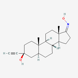 molecular formula C21H31NO2 B607714 (3S,5S,8R,9S,10S,13S,14S,17Z)-3-乙炔基-17-羟亚胺基-10,13-二甲基-2,4,5,6,7,8,9,11,12,14,15,16-十二氢-1H-环戊并[a]菲并芘-3-醇 CAS No. 2089238-18-4