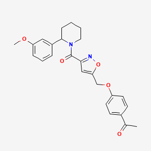 molecular formula C25H26N2O5 B6077181 1-{4-[(3-{[2-(3-methoxyphenyl)-1-piperidinyl]carbonyl}-5-isoxazolyl)methoxy]phenyl}ethanone 