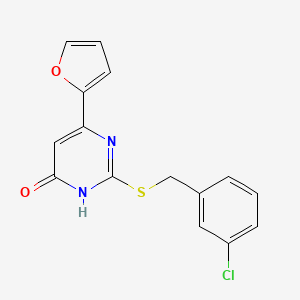 molecular formula C15H11ClN2O2S B6077184 2-[(3-chlorobenzyl)thio]-6-(2-furyl)-4-pyrimidinol 