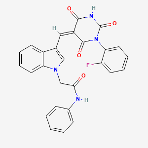 2-(3-{[1-(2-fluorophenyl)-2,4,6-trioxotetrahydro-5(2H)-pyrimidinylidene]methyl}-1H-indol-1-yl)-N-phenylacetamide