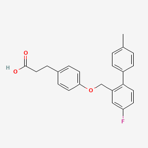 molecular formula C23H19D2FO3 B607721 3-(4-{[5-Fluoro-2-(4-methylphenyl)phenyl]methoxy}phenyl)propanoic acid CAS No. 1374516-07-0