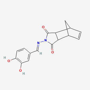 molecular formula C16H14N2O4 B6077239 4-[(3,4-dihydroxybenzylidene)amino]-4-azatricyclo[5.2.1.0~2,6~]dec-8-ene-3,5-dione 