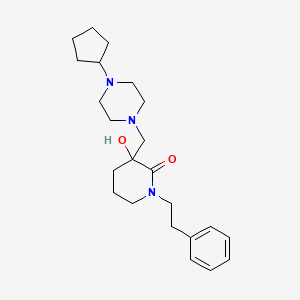 molecular formula C23H35N3O2 B6077246 3-[(4-cyclopentyl-1-piperazinyl)methyl]-3-hydroxy-1-(2-phenylethyl)-2-piperidinone 