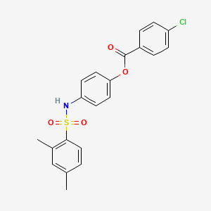 molecular formula C21H18ClNO4S B6077258 4-{[(2,4-dimethylphenyl)sulfonyl]amino}phenyl 4-chlorobenzoate 