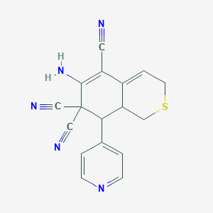 molecular formula C17H13N5S B6077263 6-amino-8-pyridin-4-yl-8,8a-dihydro-1H-isothiochromene-5,7,7(3H)-tricarbonitrile 