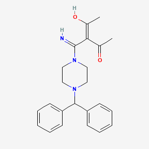 molecular formula C23H27N3O2 B6077270 3-{amino[4-(diphenylmethyl)-1-piperazinyl]methylene}-2,4-pentanedione 