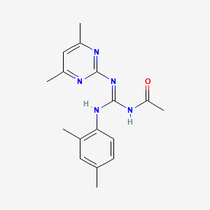 molecular formula C17H21N5O B6077288 N-{[(2,4-dimethylphenyl)amino][(4,6-dimethyl-2-pyrimidinyl)amino]methylene}acetamide 