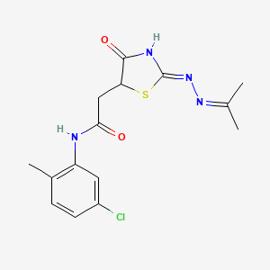 molecular formula C15H17ClN4O2S B6077312 N-(5-chloro-2-methylphenyl)-2-{4-hydroxy-2-[(1-methylethylidene)hydrazono]-2,5-dihydro-1,3-thiazol-5-yl}acetamide 