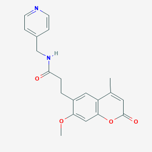 molecular formula C20H20N2O4 B6077353 3-(7-methoxy-4-methyl-2-oxo-2H-chromen-6-yl)-N-(4-pyridinylmethyl)propanamide 