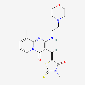 molecular formula C20H23N5O3S2 B6077364 9-methyl-3-[(3-methyl-4-oxo-2-thioxo-1,3-thiazolidin-5-ylidene)methyl]-2-{[2-(4-morpholinyl)ethyl]amino}-4H-pyrido[1,2-a]pyrimidin-4-one 