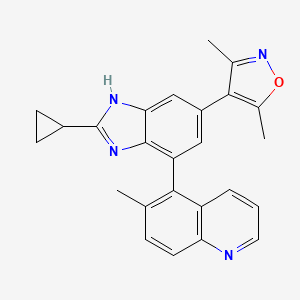 B607744 4-(2-cyclopropyl-7-(6-methylquinolin-5-yl)-1H-benzo[d]imidazol-5-yl)-3,5-dimethylisoxazole CAS No. 1637770-13-8