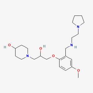 molecular formula C22H37N3O4 B6077440 1-{2-hydroxy-3-[4-methoxy-2-({[2-(1-pyrrolidinyl)ethyl]amino}methyl)phenoxy]propyl}-4-piperidinol 