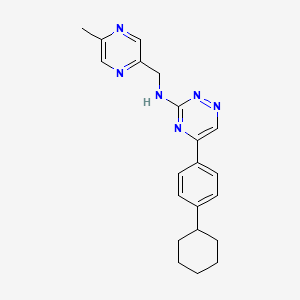 molecular formula C21H24N6 B6077463 5-(4-cyclohexylphenyl)-N-[(5-methyl-2-pyrazinyl)methyl]-1,2,4-triazin-3-amine 