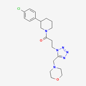 molecular formula C20H27ClN6O2 B6077472 4-[(1-{3-[3-(4-chlorophenyl)-1-piperidinyl]-3-oxopropyl}-1H-tetrazol-5-yl)methyl]morpholine 