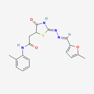 molecular formula C18H18N4O3S B6077476 2-(4-hydroxy-2-{[(5-methyl-2-furyl)methylene]hydrazono}-2,5-dihydro-1,3-thiazol-5-yl)-N-(2-methylphenyl)acetamide 