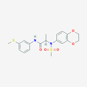 molecular formula C19H22N2O5S2 B6077490 N~2~-(2,3-dihydro-1,4-benzodioxin-6-yl)-N~2~-(methylsulfonyl)-N~1~-[3-(methylthio)phenyl]alaninamide 