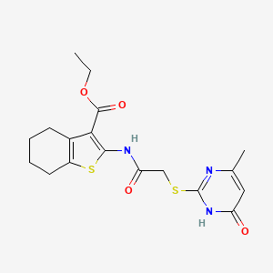 molecular formula C18H21N3O4S2 B6077495 ethyl 2-({[(4-methyl-6-oxo-1,6-dihydro-2-pyrimidinyl)thio]acetyl}amino)-4,5,6,7-tetrahydro-1-benzothiophene-3-carboxylate 