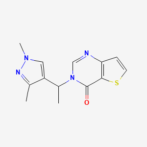 molecular formula C13H14N4OS B6077532 3-[1-(1,3-dimethyl-1H-pyrazol-4-yl)ethyl]thieno[3,2-d]pyrimidin-4(3H)-one 