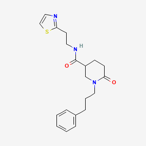 molecular formula C20H25N3O2S B6077537 6-oxo-1-(3-phenylpropyl)-N-[2-(1,3-thiazol-2-yl)ethyl]-3-piperidinecarboxamide 
