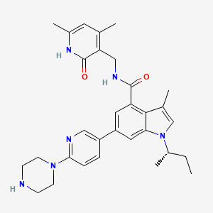 molecular formula C31H38N6O2 B607758 (S)-1-(仲丁基)-N-((4,6-二甲基-2-氧代-1,2-二氢吡啶-3-基)甲基)-3-甲基-6-(6-(哌嗪-1-基)吡啶-3-基)-1H-吲哚-4-甲酰胺 CAS No. 1346574-57-9