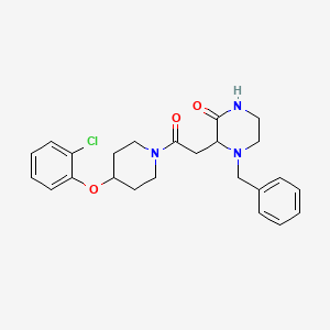 molecular formula C24H28ClN3O3 B6077591 4-benzyl-3-{2-[4-(2-chlorophenoxy)-1-piperidinyl]-2-oxoethyl}-2-piperazinone 