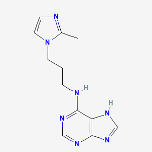 molecular formula C12H15N7 B6077619 N-[3-(2-methyl-1H-imidazol-1-yl)propyl]-9H-purin-6-amine 