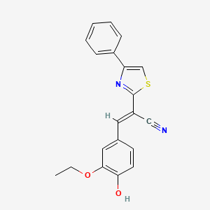 molecular formula C20H16N2O2S B6077652 3-(3-ethoxy-4-hydroxyphenyl)-2-(4-phenyl-1,3-thiazol-2-yl)acrylonitrile 