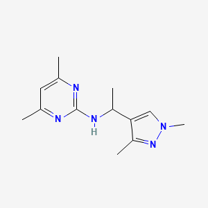 molecular formula C13H19N5 B6077665 N-[1-(1,3-dimethyl-1H-pyrazol-4-yl)ethyl]-4,6-dimethyl-2-pyrimidinamine 