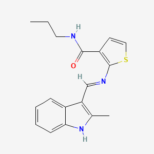 molecular formula C18H19N3OS B6077682 2-{[(2-methyl-1H-indol-3-yl)methylene]amino}-N-propyl-3-thiophenecarboxamide 