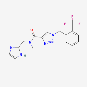 molecular formula C17H17F3N6O B6077697 N-methyl-N-[(4-methyl-1H-imidazol-2-yl)methyl]-1-[2-(trifluoromethyl)benzyl]-1H-1,2,3-triazole-4-carboxamide 