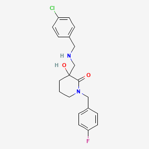 molecular formula C20H22ClFN2O2 B6077721 3-{[(4-chlorobenzyl)amino]methyl}-1-(4-fluorobenzyl)-3-hydroxy-2-piperidinone 