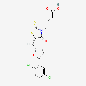 molecular formula C18H13Cl2NO4S2 B6077743 4-(5-{[5-(2,5-dichlorophenyl)-2-furyl]methylene}-4-oxo-2-thioxo-1,3-thiazolidin-3-yl)butanoic acid 