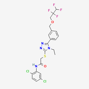 molecular formula C22H20Cl2F4N4O2S B6077751 N-(2,5-dichlorophenyl)-2-[(4-ethyl-5-{3-[(2,2,3,3-tetrafluoropropoxy)methyl]phenyl}-4H-1,2,4-triazol-3-yl)thio]acetamide 