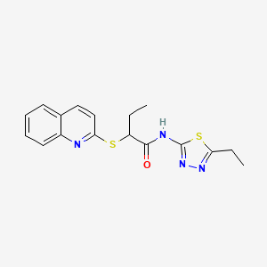 molecular formula C17H18N4OS2 B6077780 N-(5-ethyl-1,3,4-thiadiazol-2-yl)-2-(2-quinolinylthio)butanamide 