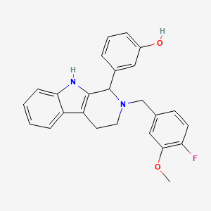 molecular formula C25H23FN2O2 B6077817 3-[2-(4-fluoro-3-methoxybenzyl)-2,3,4,9-tetrahydro-1H-beta-carbolin-1-yl]phenol 