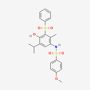 molecular formula C23H25NO6S2 B6077826 N-[4-hydroxy-5-isopropyl-2-methyl-3-(phenylsulfonyl)phenyl]-4-methoxybenzenesulfonamide 