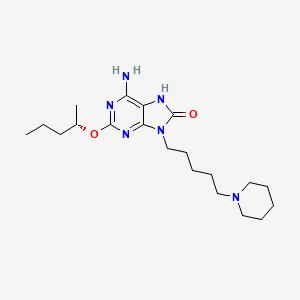 molecular formula C20H34N6O2 B607784 6-氨基-2-[(2S)-戊烷-2-基]氧基-9-(5-哌啶-1-基戊基)-7H-嘌呤-8-酮 CAS No. 1207629-49-9