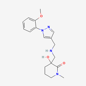 molecular formula C18H24N4O3 B6077850 3-hydroxy-3-[({[1-(2-methoxyphenyl)-1H-pyrazol-4-yl]methyl}amino)methyl]-1-methyl-2-piperidinone 