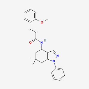 molecular formula C25H29N3O2 B6077885 N-(6,6-dimethyl-1-phenyl-4,5,6,7-tetrahydro-1H-indazol-4-yl)-3-(2-methoxyphenyl)propanamide 