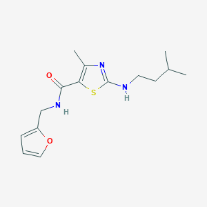 molecular formula C15H21N3O2S B6077916 N-(2-furylmethyl)-4-methyl-2-[(3-methylbutyl)amino]-1,3-thiazole-5-carboxamide 