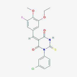 molecular formula C20H16ClIN2O4S B6077940 1-(3-chlorophenyl)-5-(3-ethoxy-5-iodo-4-methoxybenzylidene)-2-thioxodihydro-4,6(1H,5H)-pyrimidinedione 