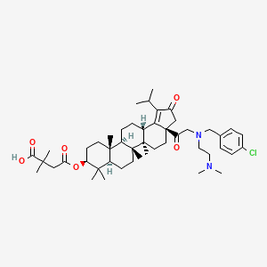 molecular formula C48H71ClN2O6 B607797 4-[[(3aR,5aR,5bR,7aR,9S,11aR,11bR,13aS)-3a-[2-[(4-氯苯基)甲基-[2-(二甲氨基)乙基]氨基]乙酰基]-5a,5b,8,8,11a-五甲基-2-氧代-1-丙烷-2-基-4,5,6,7,7a,9,10,11,11b,12,13,13a-十二氢-3H-环戊[a]菲-9-基]氧基]-2,2-二甲基-4-氧代丁酸 CAS No. 1422355-65-4