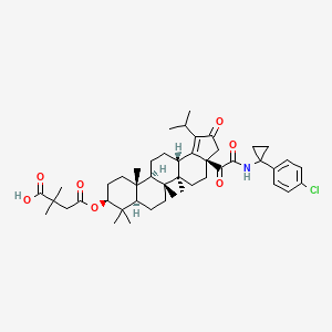 molecular formula C46H62ClNO7 B607798 4-[[(3aR,5aR,5bR,7aR,9S,11aR,11bR,13aS)-3a-[2-[[1-(4-氯苯基)环丙基]氨基]-2-氧代乙酰]-5a,5b,8,8,11a-五甲基-2-氧代-1-丙烷-2-基-4,5,6,7,7a,9,10,11,11b,12,13,13a-十二氢-3H-环戊[a]菊烯-9-基]氧基]-2,2-二甲基-4-氧代丁酸 CAS No. 1422355-59-6