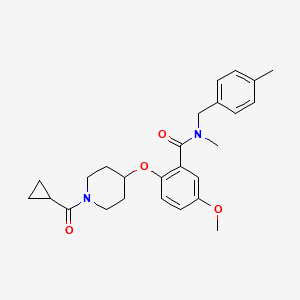 molecular formula C26H32N2O4 B6077980 2-{[1-(cyclopropylcarbonyl)-4-piperidinyl]oxy}-5-methoxy-N-methyl-N-(4-methylbenzyl)benzamide 